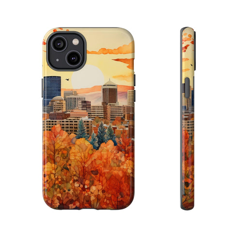 An Urban Autumn Overlook - Impact Resistant Phone Case iPhone 14 Plus Glossy